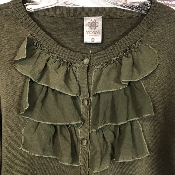 NWT Modbe Ruffled Cardigan Sweater XL - Picture 3 of 6